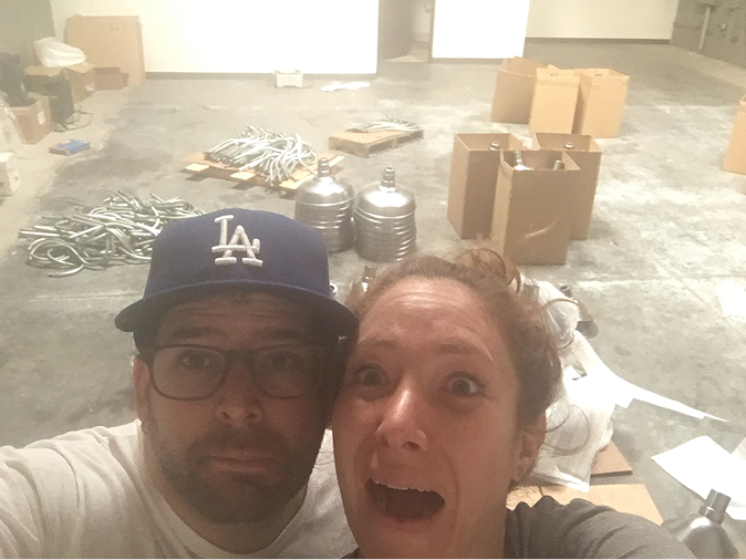 Steel Lighting Co. founders in the first warehouse