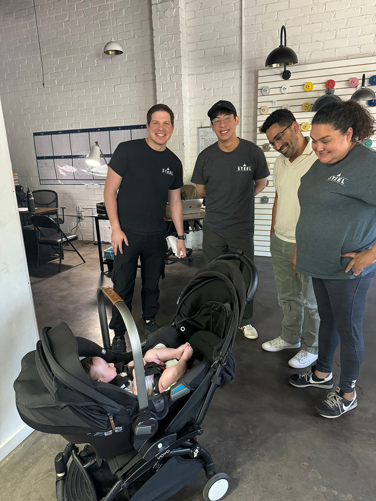 Benji visiting the Steel Lighting Co. factory in 2024